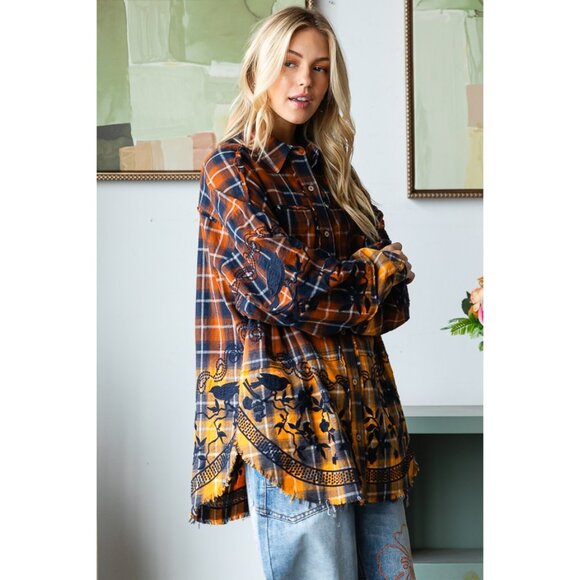 Oli & Hali Emberloom Embroidered Mineral Wash Button Down NEW Size Various - Picture 4 of 7